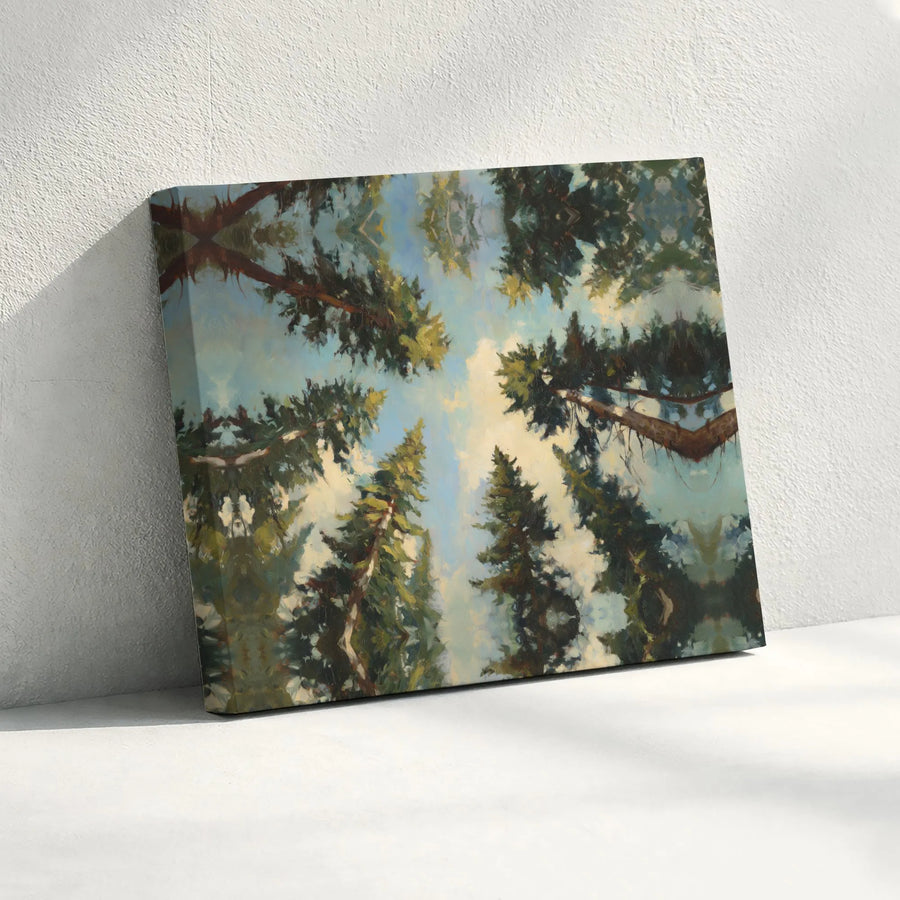 Forest Canopy Canvas Art | Abstract Tree Reflection Print | 1.25 Inch Premium Gallery Wrap | Nature Wall Decor Gift for Living Room