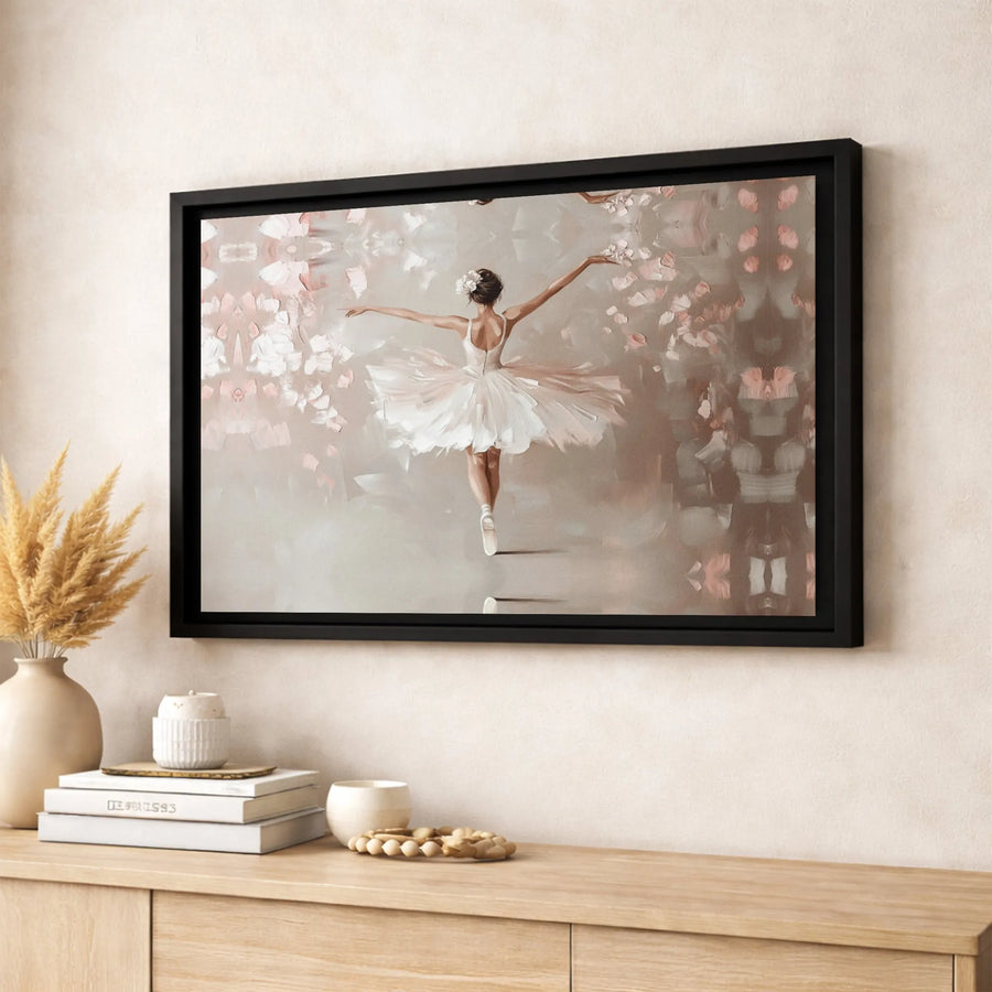 Ballerina Canvas Wall Art | Abstract Dancer In White Tutu | Premium Gallery Wrap 1.25" Profile | Elegant Home Decor Gift for Ballet Lovers