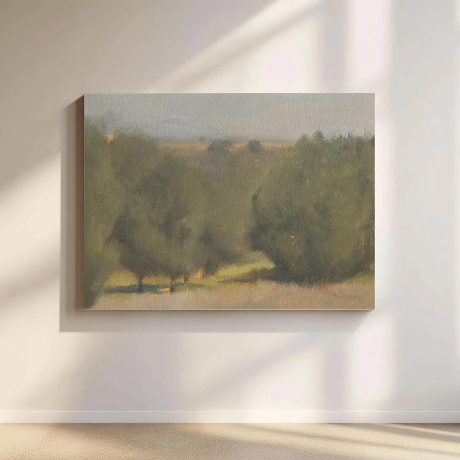 Impressionist Landscape Canvas Art | Muted Olive Grove Painting Print | Premium Gallery Wrapped Wall Decor | Modern Farmhouse Living Room Gift