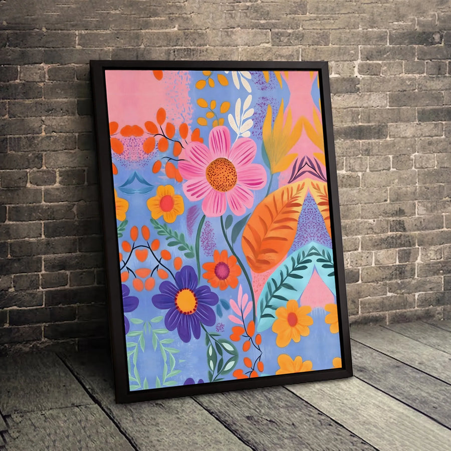 Vibrant Abstract Floral Canvas Print | Colorful Botanical Wall Art | 1.25-Inch Gallery Wrap | Modern Home Decor Gift