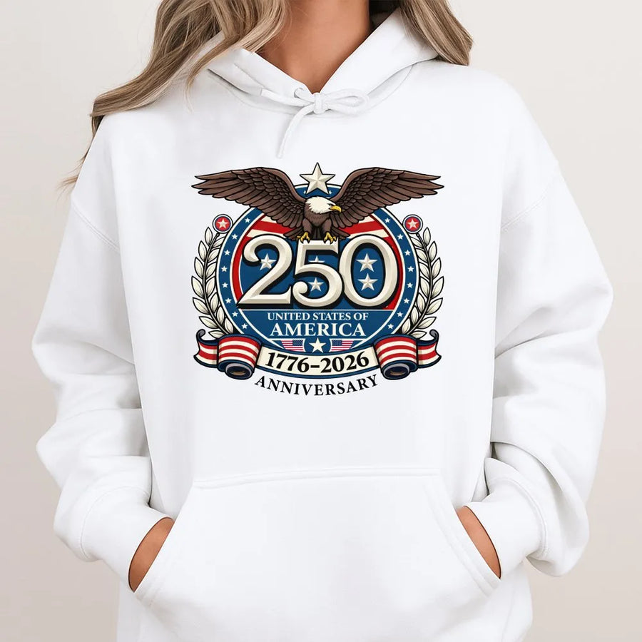 USA 250th Anniversary Hoodie | Patriotic Eagle 1776-2026 Graphic | Premium Cotton Blend | Unisex Semicentennial Commemorative Gift