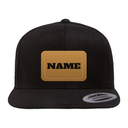 His Name on a Flat Brim — Custom Engraved Leather Patch Cap