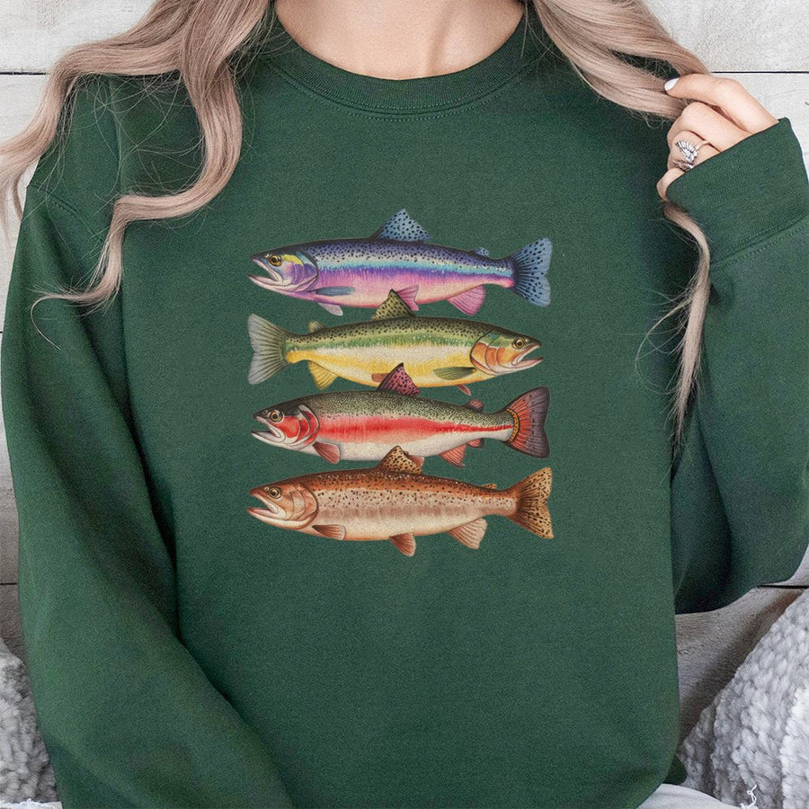 Trout Fish Sweatshirt | Watercolor Species Design | Premium Cotton Blend | Fly Fishing Gift For Anglers