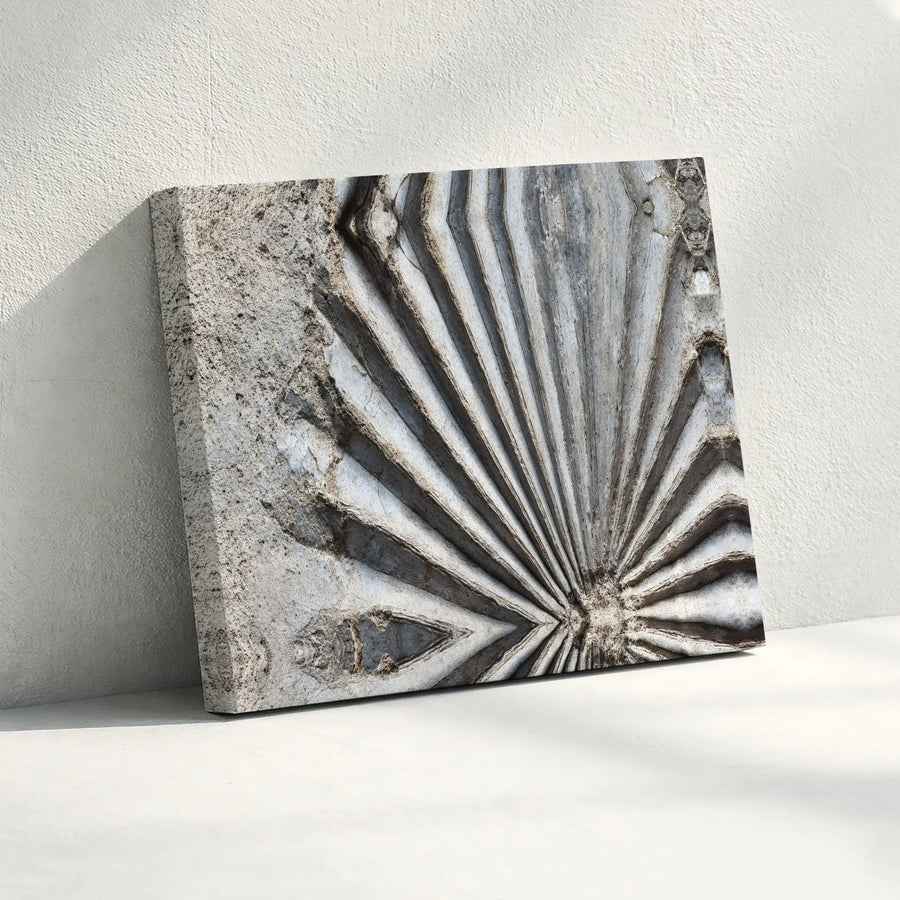 Abstract Stone Texture Wall Art | Symmetrical Carved Relief Canvas Print | Premium Gallery Wrapped 1.25" Thick | Modern Minimalist Home Decor Gift