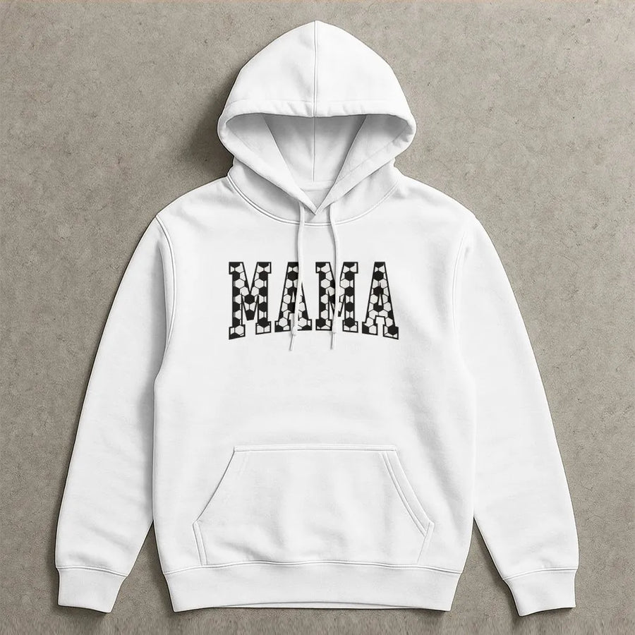 Soccer Mama Hoodie | Soccer Ball Pattern Lettering | Soft Cotton Unisex Tee | Mother's Day Gift for Soccer Moms