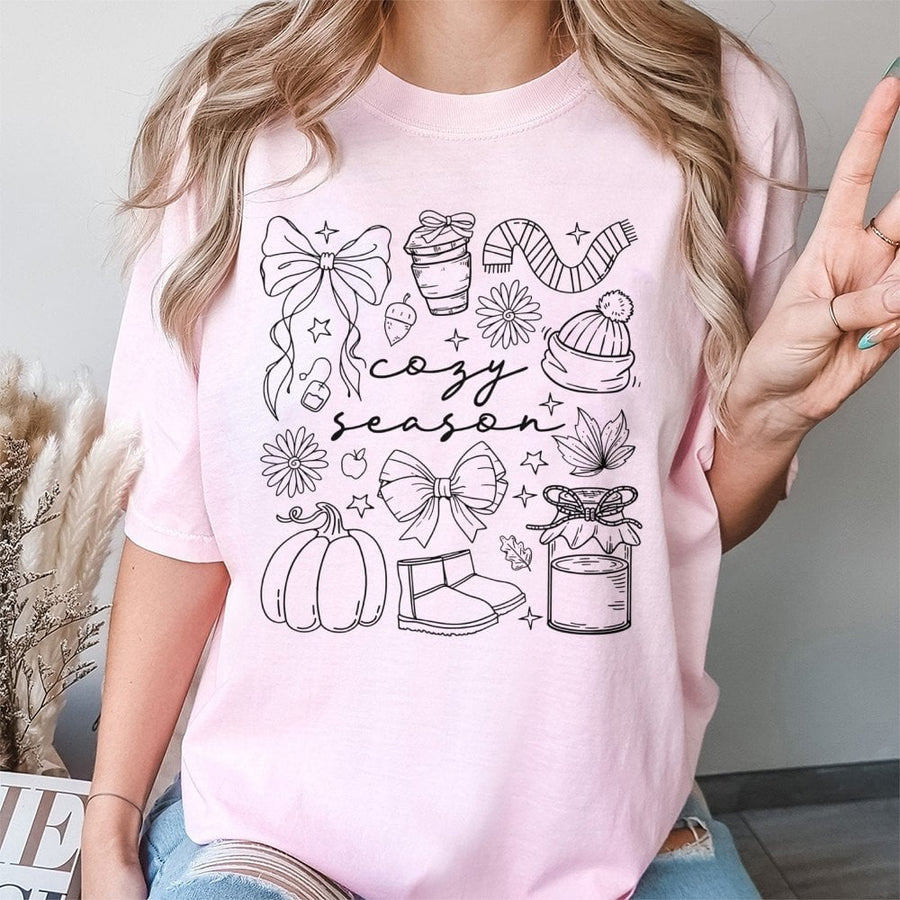 Cozy Season T-Shirt | Fall Aesthetic Pumpkin Graphic Design | 100% Cotton Premium Tee | Cute Autumn Gift for Women and Fall Lovers