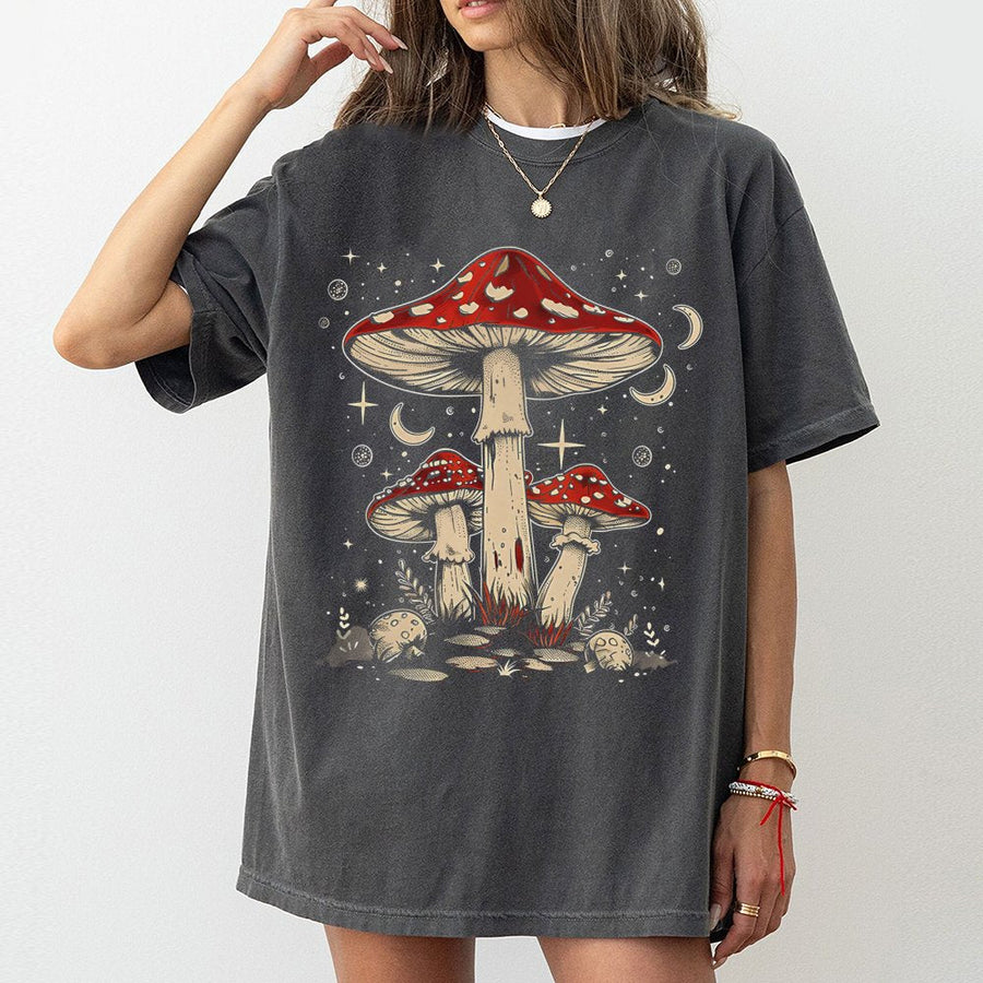 Celestial Mushroom T-Shirt | Boho Witchy Toadstool Graphic Design | 100% Soft Cotton Premium Tee | Unique Gift for Nature & Garden Lovers