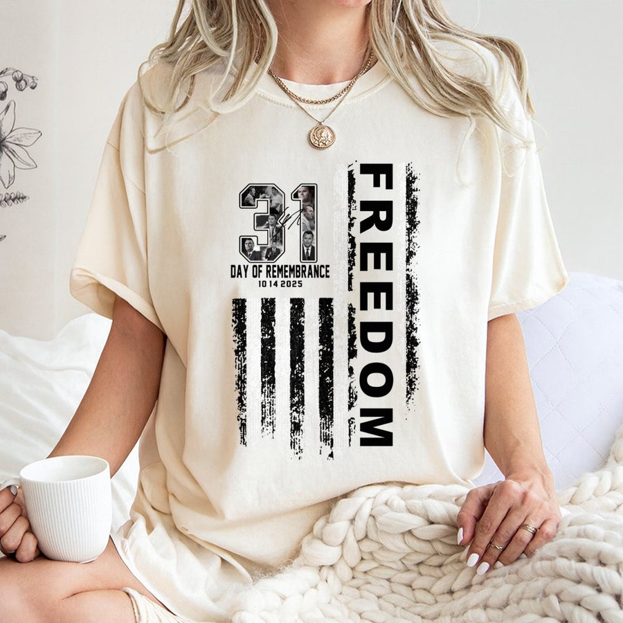 Freedom Day of Remembrance T-Shirt | Patriotic American Flag Tribute Graphic | Premium 100% Cotton | Commemorative Gift for American Patriots