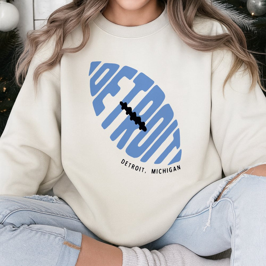 Detroit Football Sweatshirt | Motor City Graphic Crewneck | Premium Cotton Blend | Gift for Michigan Football Fans