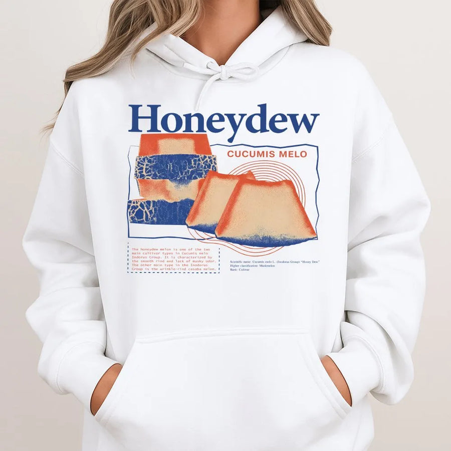 Honeydew Melon Graphic Hoodie | Botanical Fruit Illustration | Premium Cotton-Poly Blend | Aesthetic Foodie Gift For Men & Women