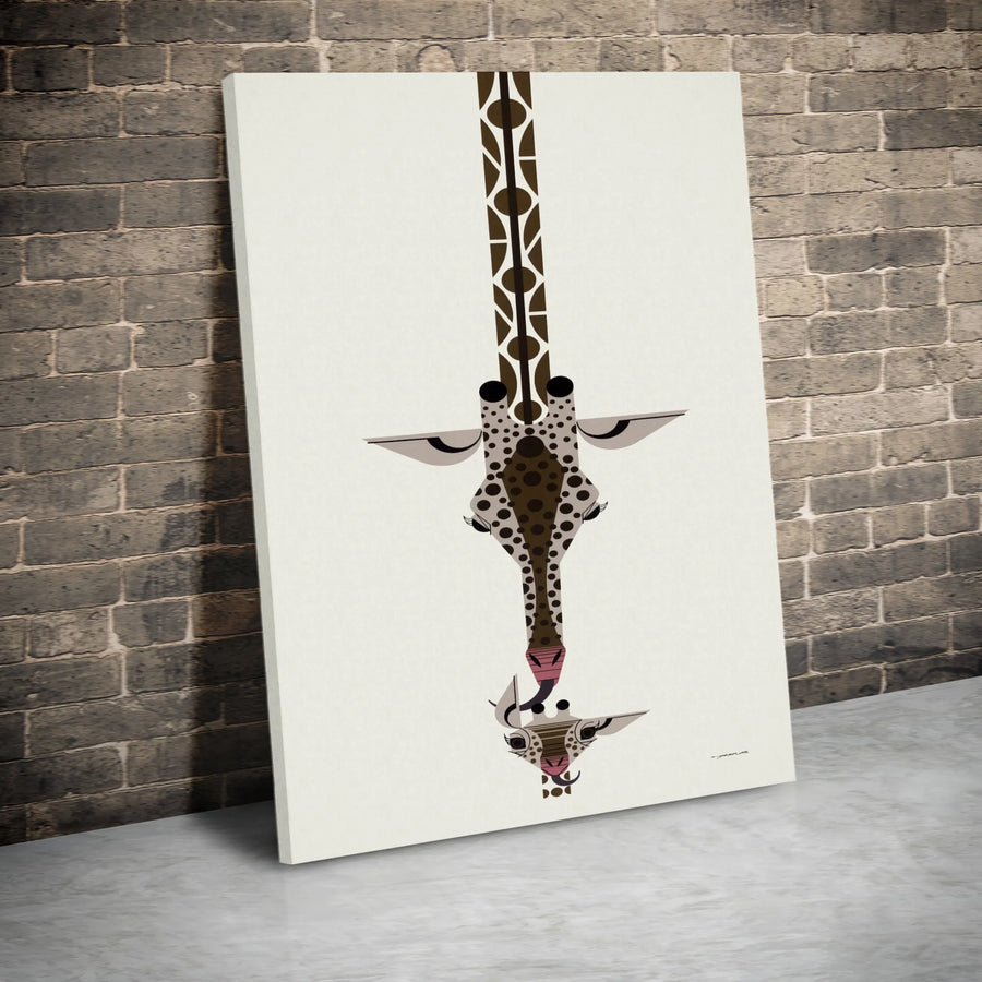 Giraffe Canvas Wall Art | Geometric Wildlife Reflection Print | Premium Fade-Resistant Gallery Wrap | Modern Home Office Decor