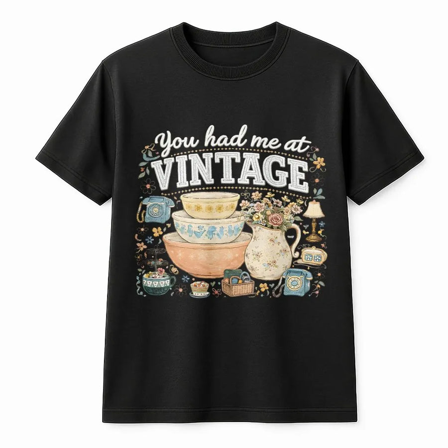 Vintage Thrifting T-Shirt | You Had Me At Vintage Retro Kitchenware Graphic | Comfort Colors Cotton Tee | Gift for Antique Collector