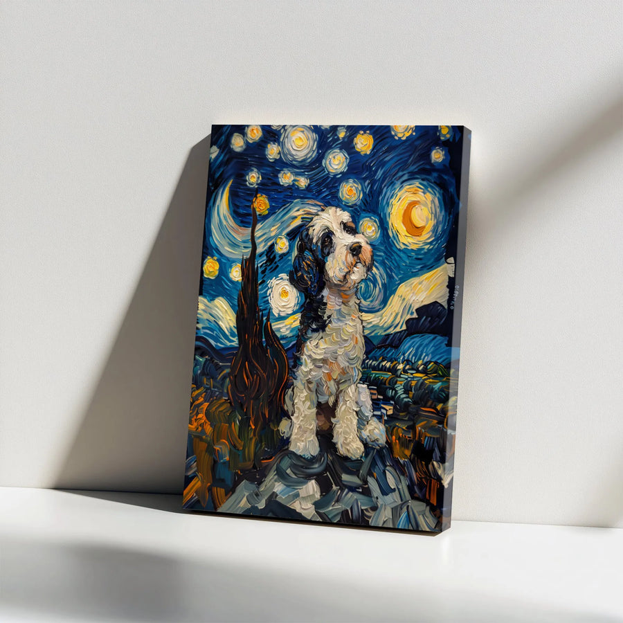 Havanese Dog Wall Art | Starry Night Impressionist Style Painting | Premium Gallery Wrap Canvas | Unique Pet Lover Gift & Home Decor