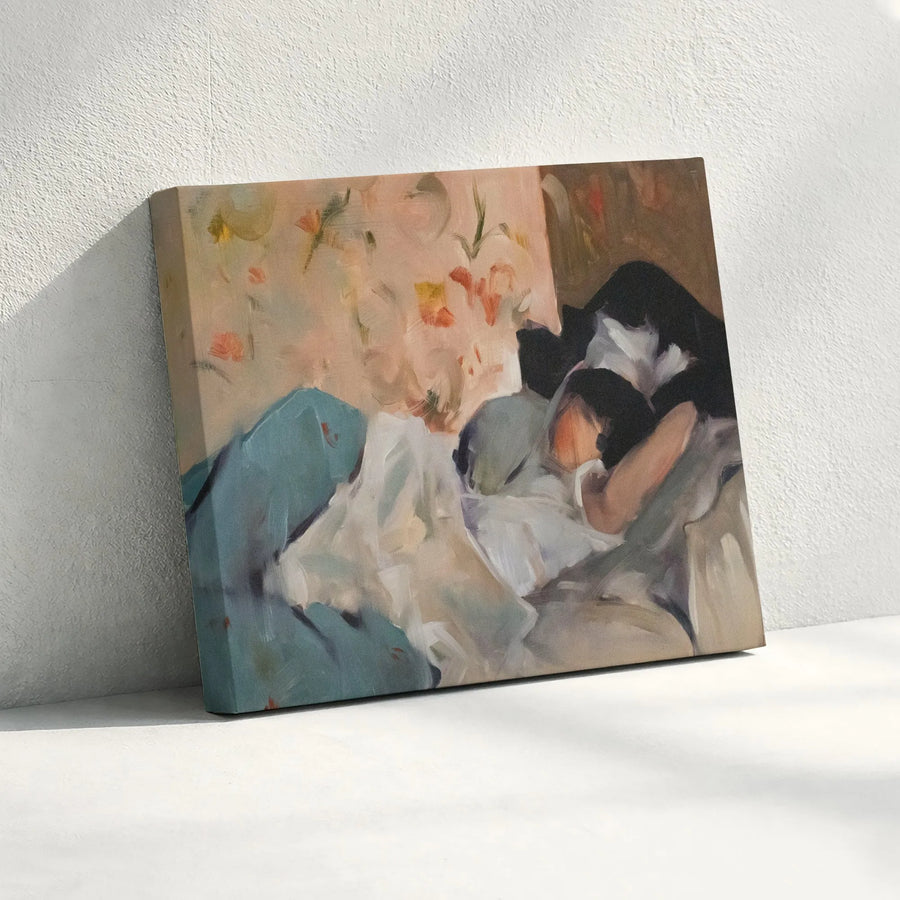 Abstract Woman Reclining Canvas | Modern Impressionist Figure Painting | Premium Gallery Wrapped Art | Bedroom Wall Decor Gift for Art Lover