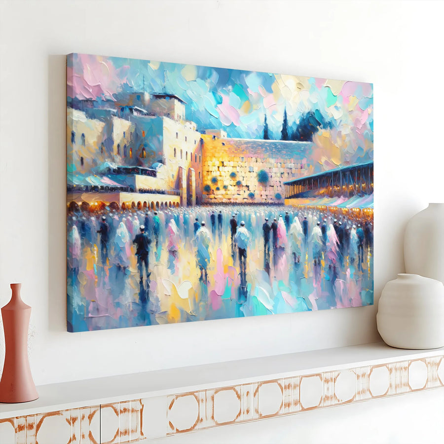 Western Wall Jerusalem Canvas Print | Colorful Impressionist Holy Land Art | Premium Gallery-Wrapped Wall Decor | Meaningful Gift For Jewish Home