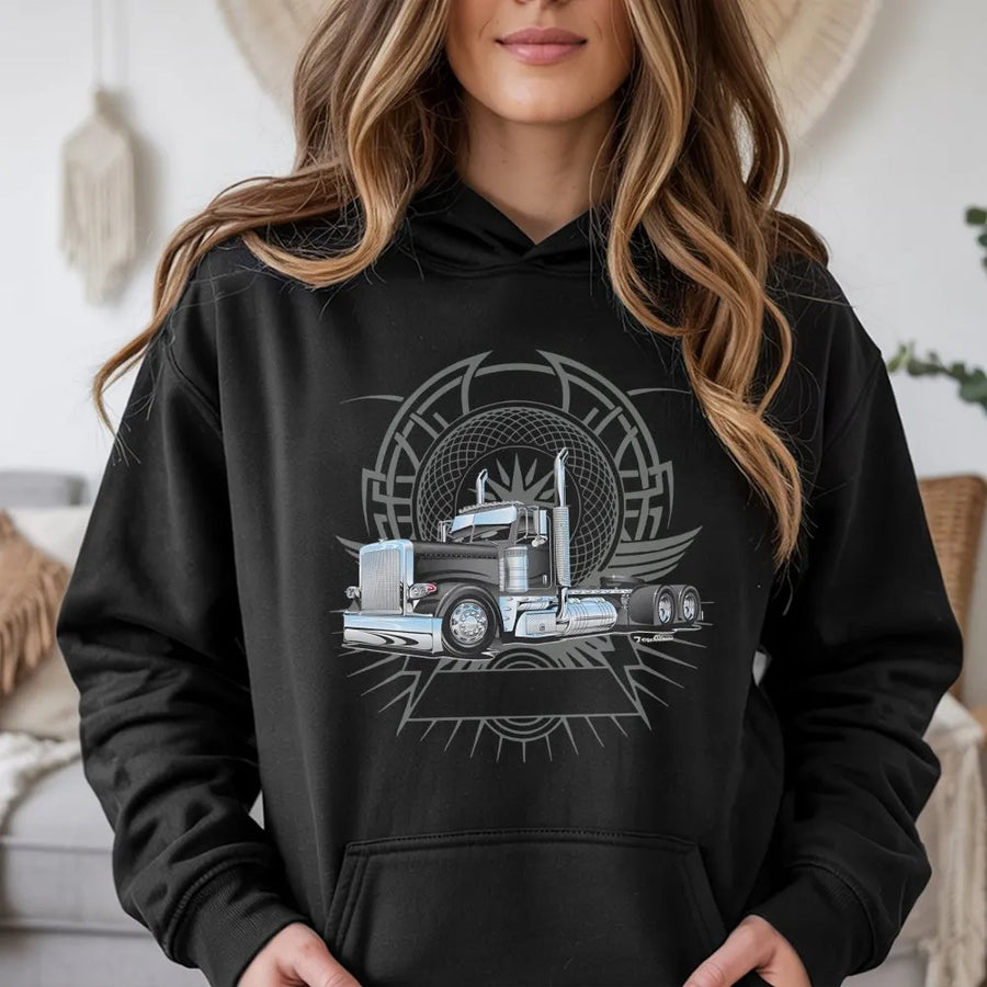 Semi Truck Hoodie | Vintage Big Rig Graphic | Premium Cotton Blend | Gift for Trucker Dad & Heavy Equipment Enthusiast