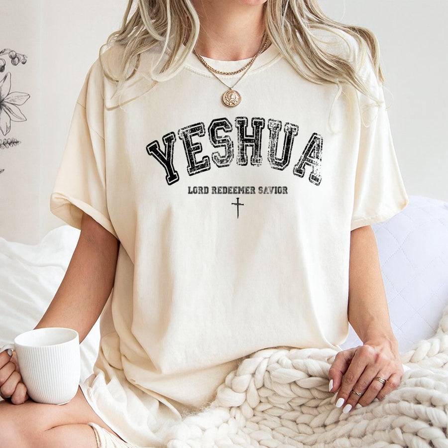 Yeshua T-Shirt | Vintage Distressed Christian Apparel | 100% Cotton Premium Tee | Faith Based Gift for Men and Women