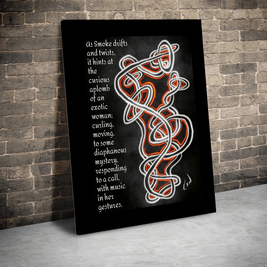 Abstract Neon Smoke Canvas Print | Poetry Wall Art with Celtic Knot Design | Premium 1.25-inch Framed Gallery Quality | Unique Home Decor Gift