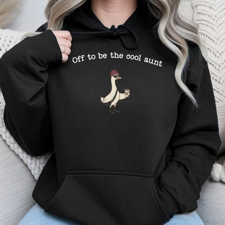 Cool Aunt Hoodie | Funny Silly Goose Graphic Sweatshirt | Premium Cotton Blend | Aunt To Be Gift, Pregnancy Announcement for Sister