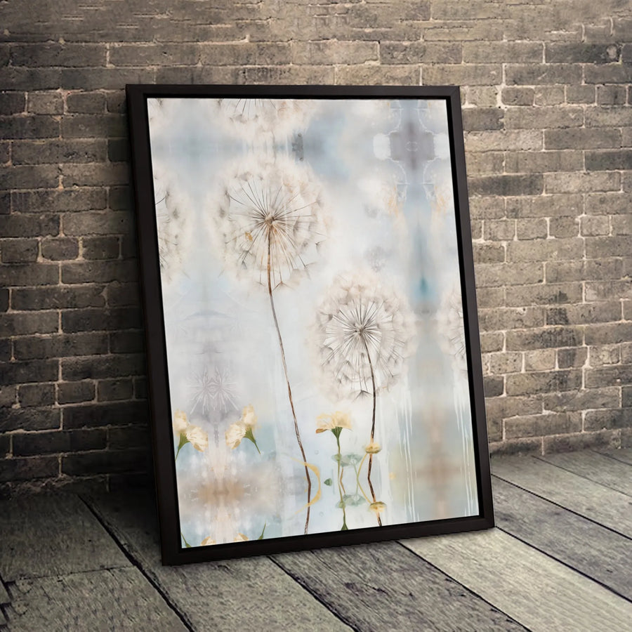 Dandelion Flower Canvas Wall Art | Mirrored Botanical Watercolor Print | 1.25-Inch Premium Gallery Wrap | Floral Home Decor Gift