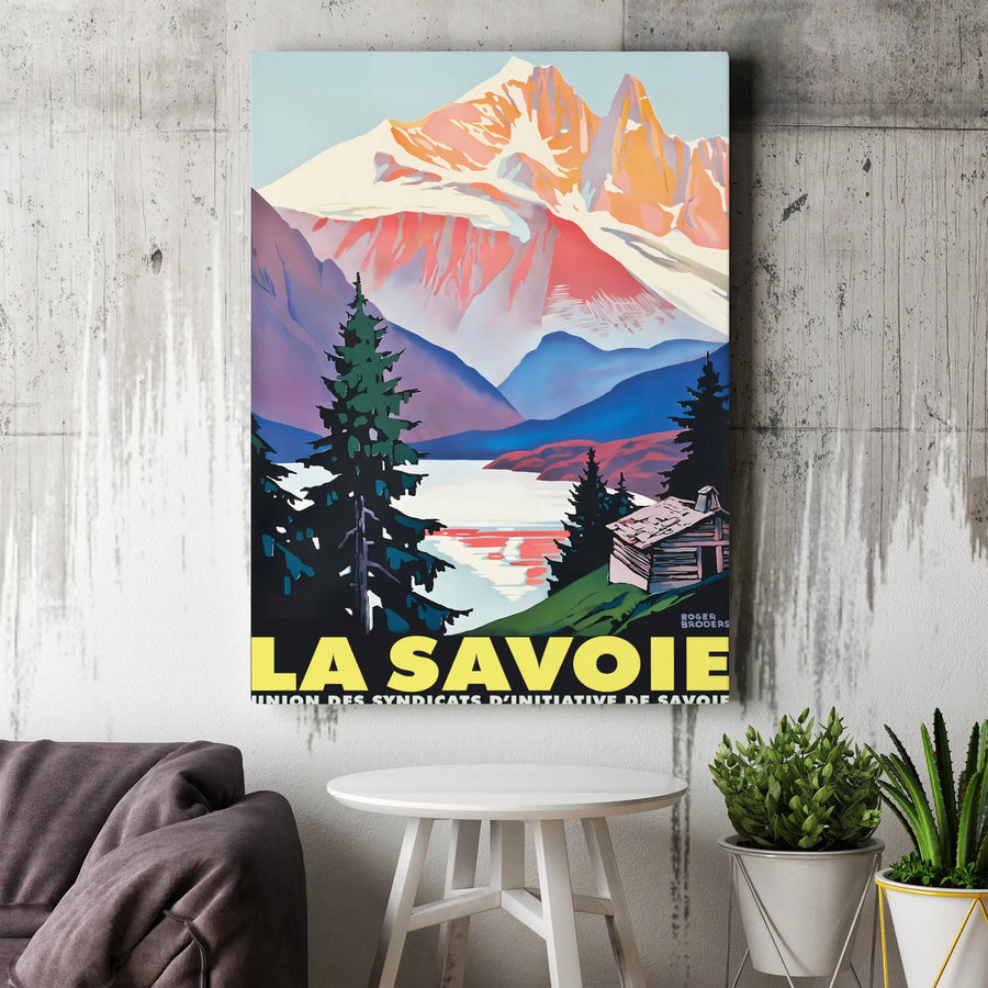 La Savoie Vintage Travel Canvas Wall Art | Roger Broders Art Deco Poster | Premium Gallery Wrap | Collector's French Alps Decor