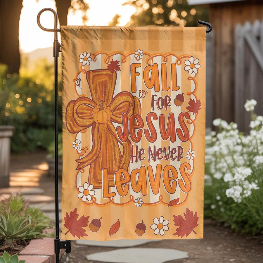 Fall For Jesus Garden Flag | Christian Autumn Yard Decor | Premium Weather-Resistant Polyester | Faith-Based Thanksgiving Outdoor Banner