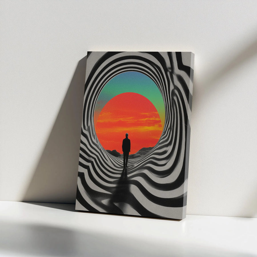 Abstract Psychedelic Canvas Print | Surreal Optical Illusion Landscape | Premium Gallery Wrapped Art | Modern Trippy Wall Decor Gift