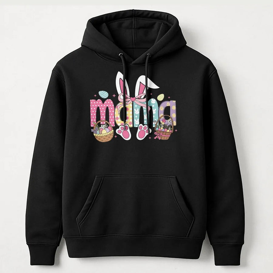 Easter Mama Hoodie | Cute Bunny Ears Pastel Design | Premium Cotton Blend | Gift for Mom and Spring Holiday Celebration