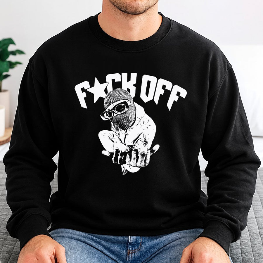 Ski Mask Graphic Sweatshirt | Edgy Streetwear Funny Slogan | Premium Cotton Blend Crewneck | Unisex Urban Grunge Gift For Men And Women
