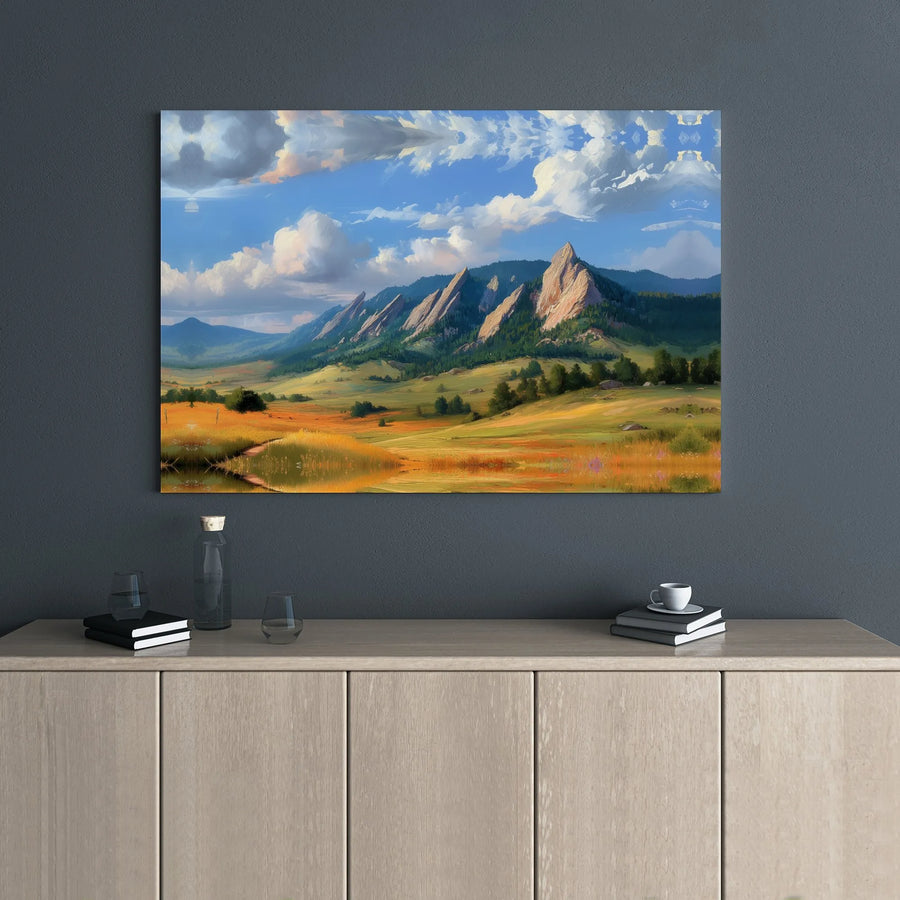 Flatirons Mountain Landscape Canvas Print | Boulder Colorado Scenic Wall Art | Premium Gallery Wrap Decor | Nature Lover Living Room Gift