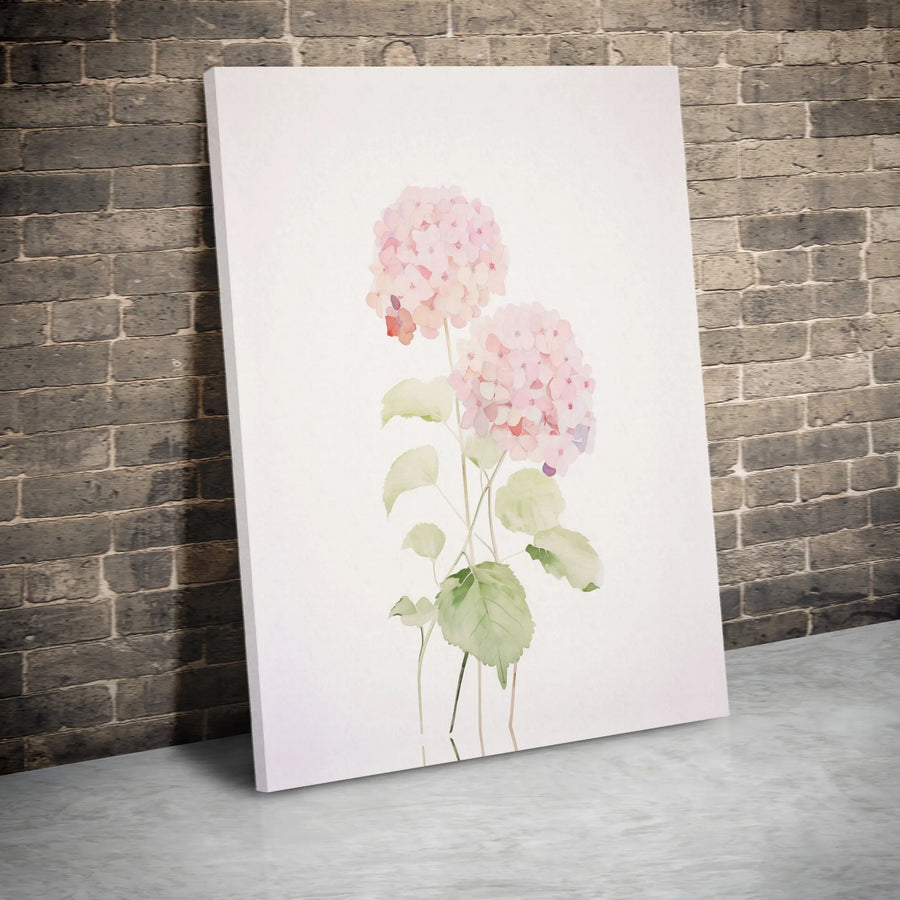 Pink Hydrangea Wall Art | Watercolor Botanical Floral Print | Premium 1.25-Inch Gallery Canvas | Elegant Home Decor Gift for Her