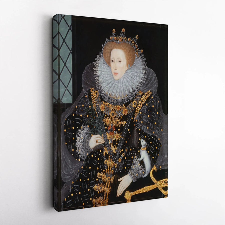Queen Elizabeth I Canvas Wall Art | The Ermine Portrait Reproduction | Premium Fade-Resistant Print | Classic Royal Home Decor Gift