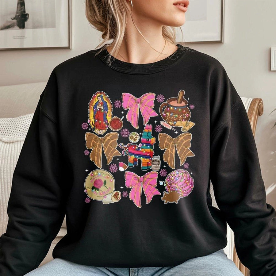 Mexican Christmas Sweatshirt | Coquette Aesthetic Pinata Design | Premium Cotton Blend | Festive Holiday Gift for Women