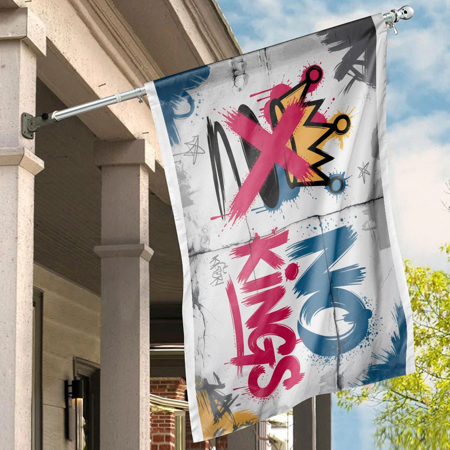 No Kings Graffiti House Flag | Anti-Monarchy Street Art Decor | Premium UV-Resistant Polyester | Protest Banner Gift