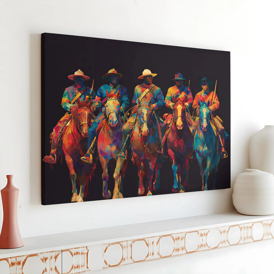 Buffalo Soldiers Canvas Wall Art | Colorful Black History Art | Premium Fade-Resistant Print | Collector's Western Decor