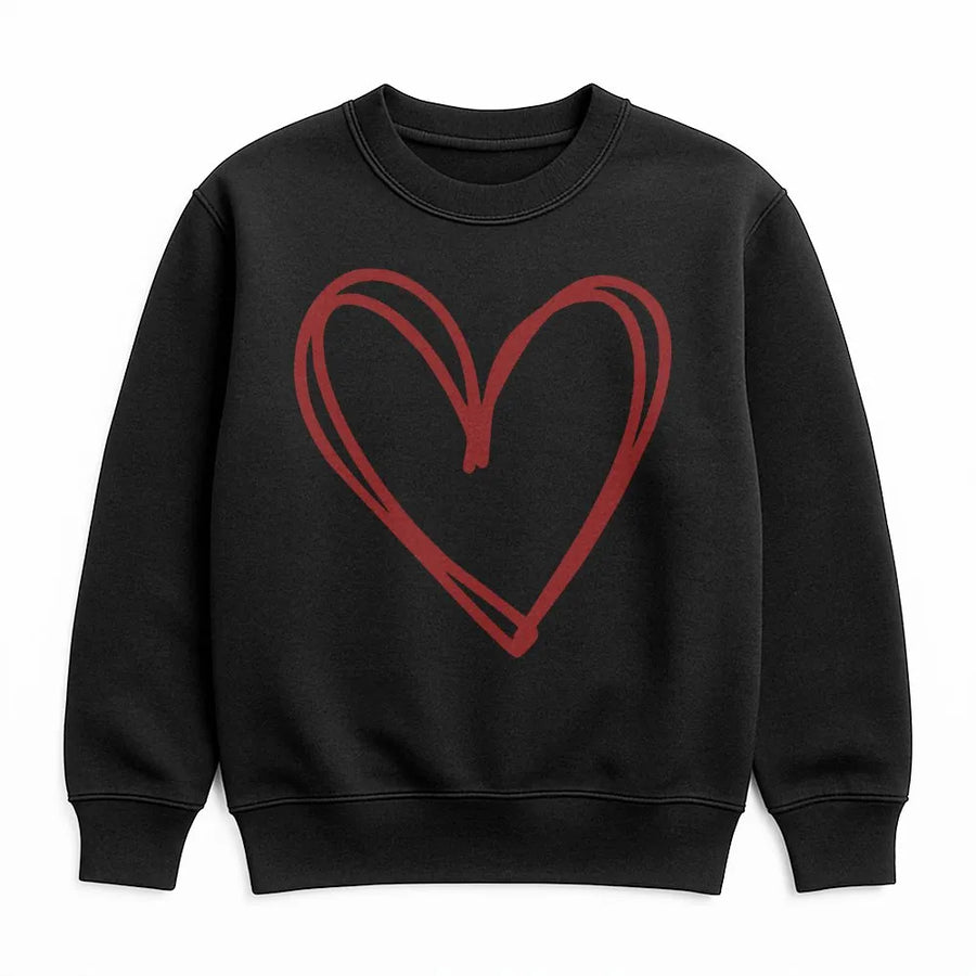 Cute Heart Sweatshirt | Minimalist Double Heart Sketch Design | Soft Cotton Blend Pullover | Valentine's Day Gift for Her, Women's Crewneck