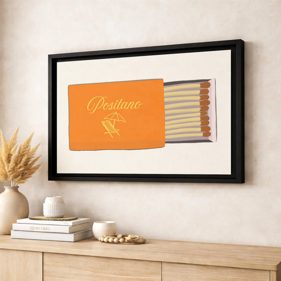 Positano Matchbox Art Print | Italian Amalfi Coast Travel Wall Decor | Premium 1.25 Inch Thick Gallery Canvas | Modern Aesthetic Home Gift