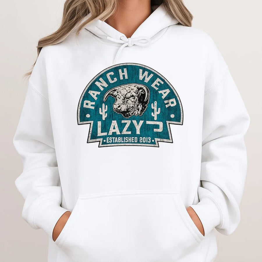 Western Ranch Wear Hoodie | Vintage Bull Graphic Print | Premium Cotton-Blend | Unisex Gift for Cowboy Cowgirl Lovers