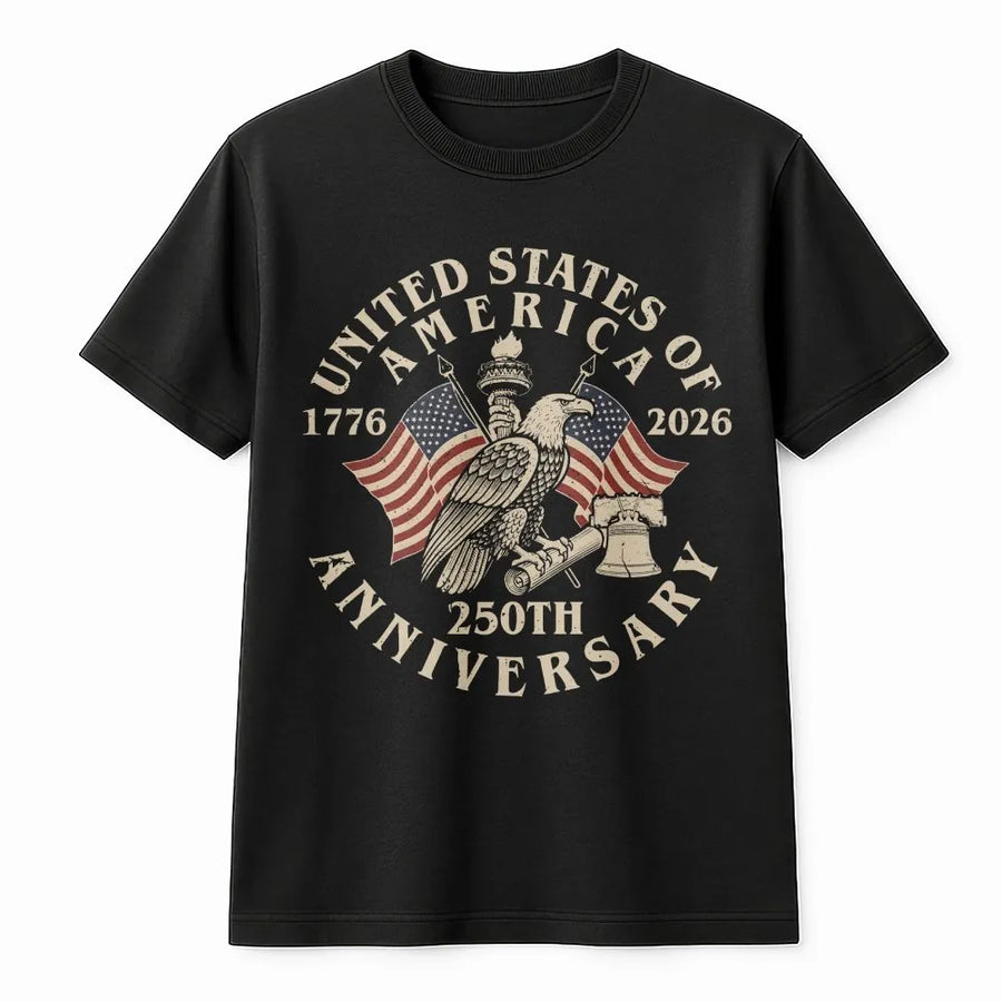 USA 250th Anniversary T-Shirt | Vintage American Flag Eagle Graphic | Premium Cotton Blend | Patriotic Collector's Gift for Men and Women
