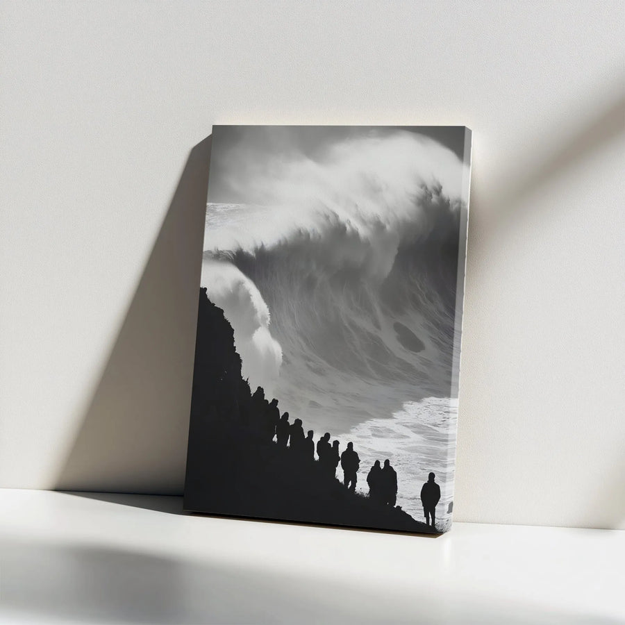 Ocean Wave Canvas Wall Art | Dramatic Silhouette Coastal Photography | 1.25 Inch Gallery Wrap | Modern Home Decor Gift