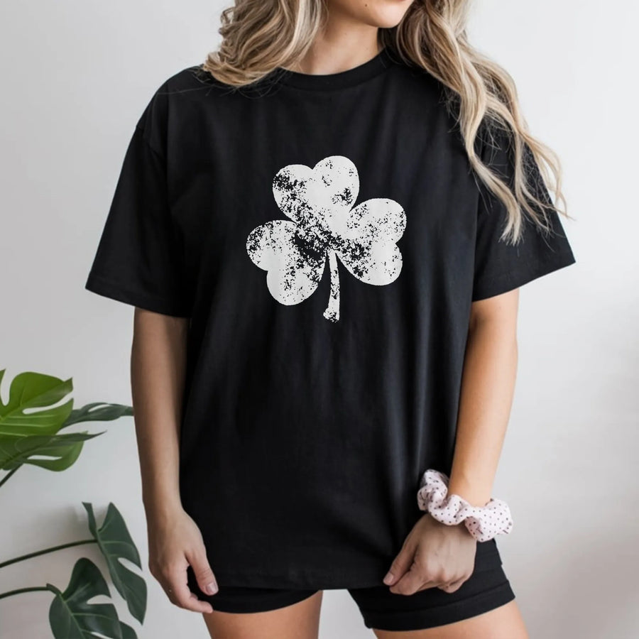Distressed Shamrock T-Shirt | St Patricks Day Clover Graphic | Soft Cotton Premium Tee | Unisex Irish Heritage Gift for Men and Women