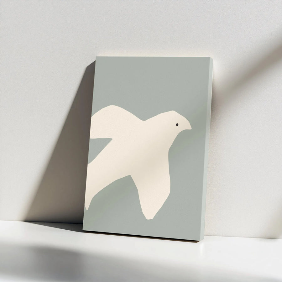 Minimalist Dove Vertical Canvas | Modern Bird Silhouette Art | Premium Gallery Wrapped Canvas | Limited Edition Nursery Decor Gift