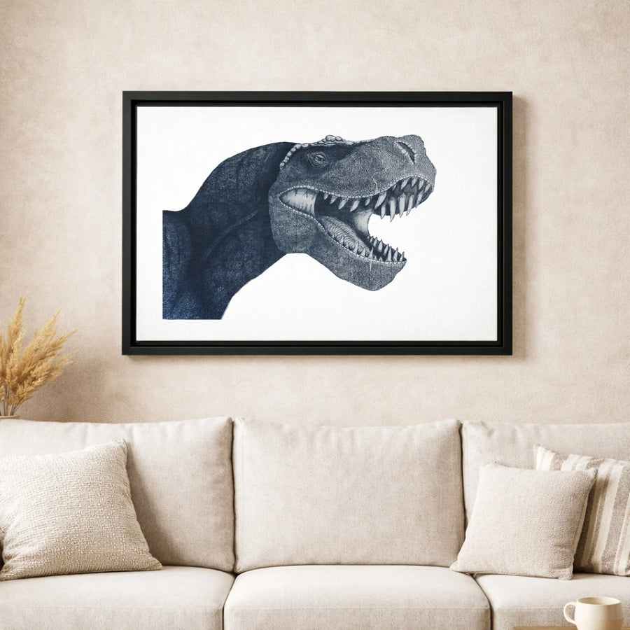 T-Rex Wall Art Canvas | Detailed Dinosaur Sketch Print | Premium Gallery Wrapped Decor | Gift for Dinosaur Lover and Paleontology Enthusiast