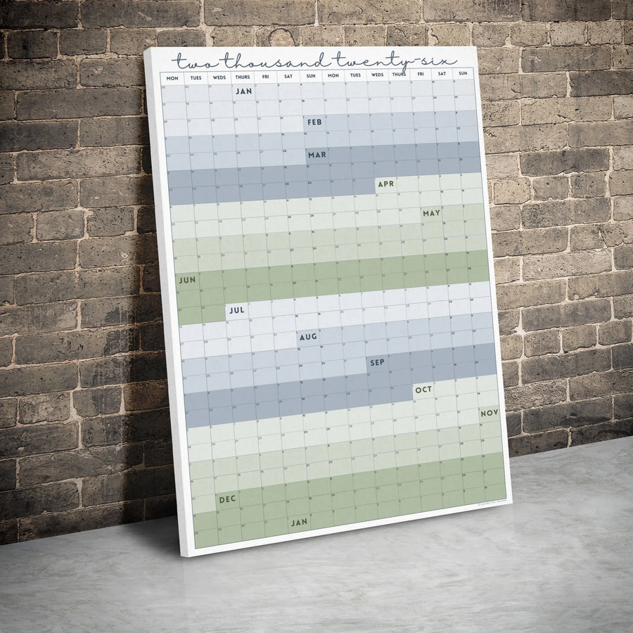 2026 Year at a Glance Calendar Canvas | Vertical Color Block Wall Planner | Premium Gallery Wrapped Decor | Minimalist Home Office Gift