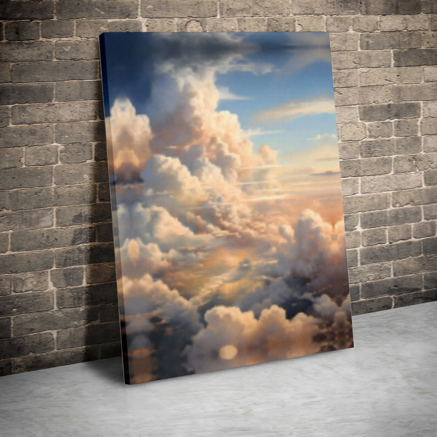 Ethereal Sunset Cloudscape Canvas Wall Art | Dreamy Sky Painting Decor | Premium Gallery-Wrapped Print | Serene Home Office Gift