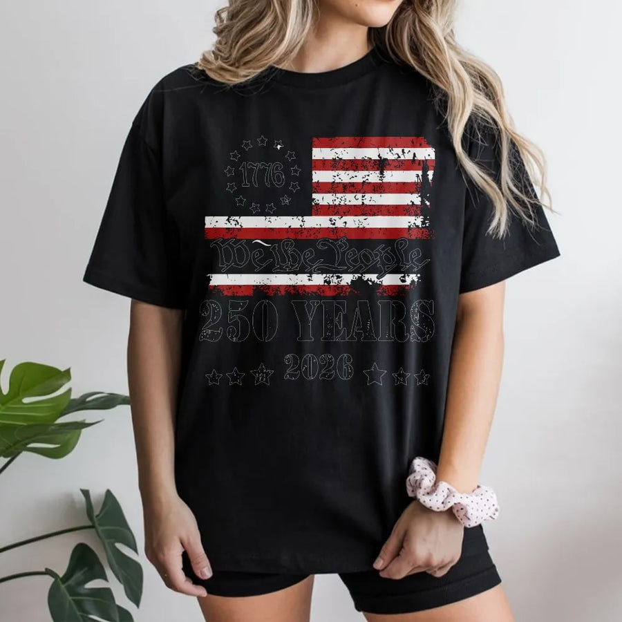 250th Anniversary T-Shirt | We The People Vintage USA Flag Design | Soft Cotton Blend | Patriotic Gift for Men and Women