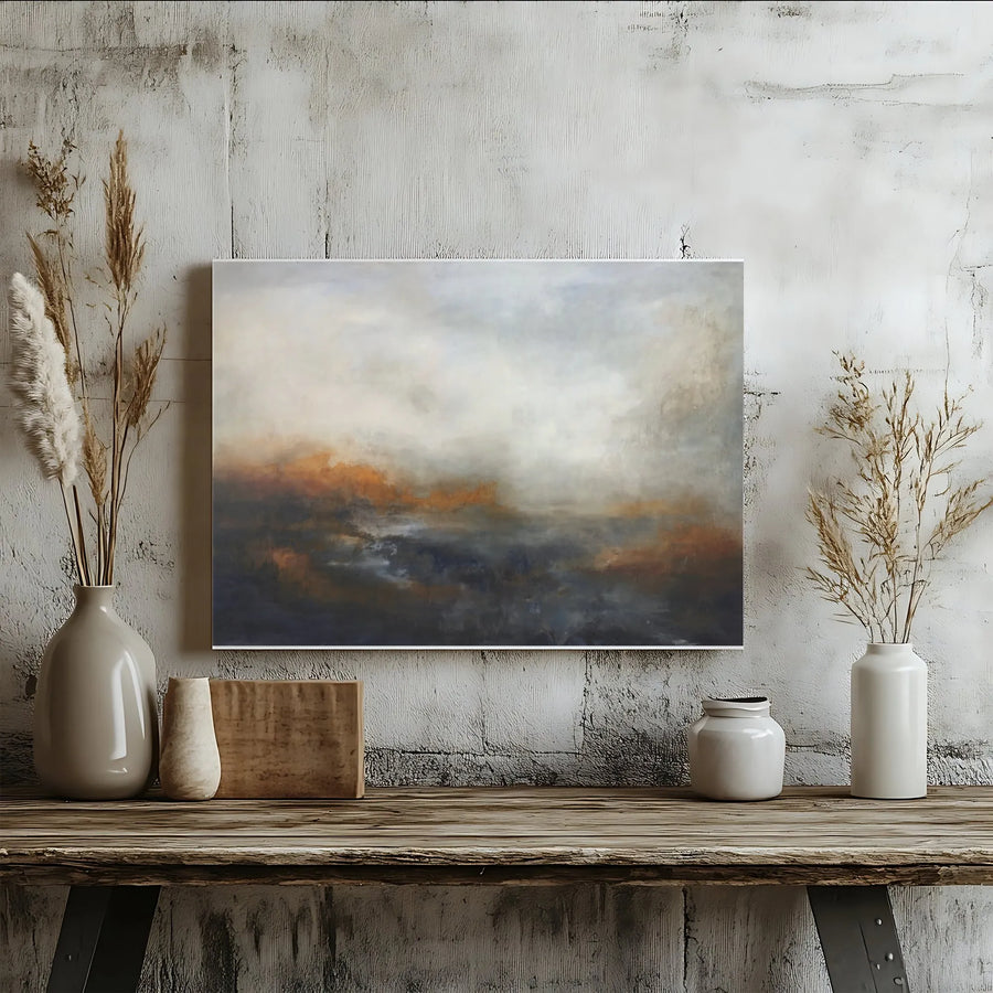 Abstract Landscape Canvas Wall Art | Modern Earth Tone Painting Print | Premium Gallery Wrapped Canvas | Large Living Room Decor Gift