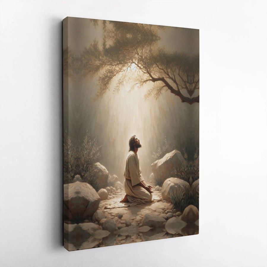 Jesus Praying in Gethsemane Canvas Print | Christian Religious Wall Art | Premium Gallery-Wrapped Decor | Faith-Inspired Gift for Home or Church