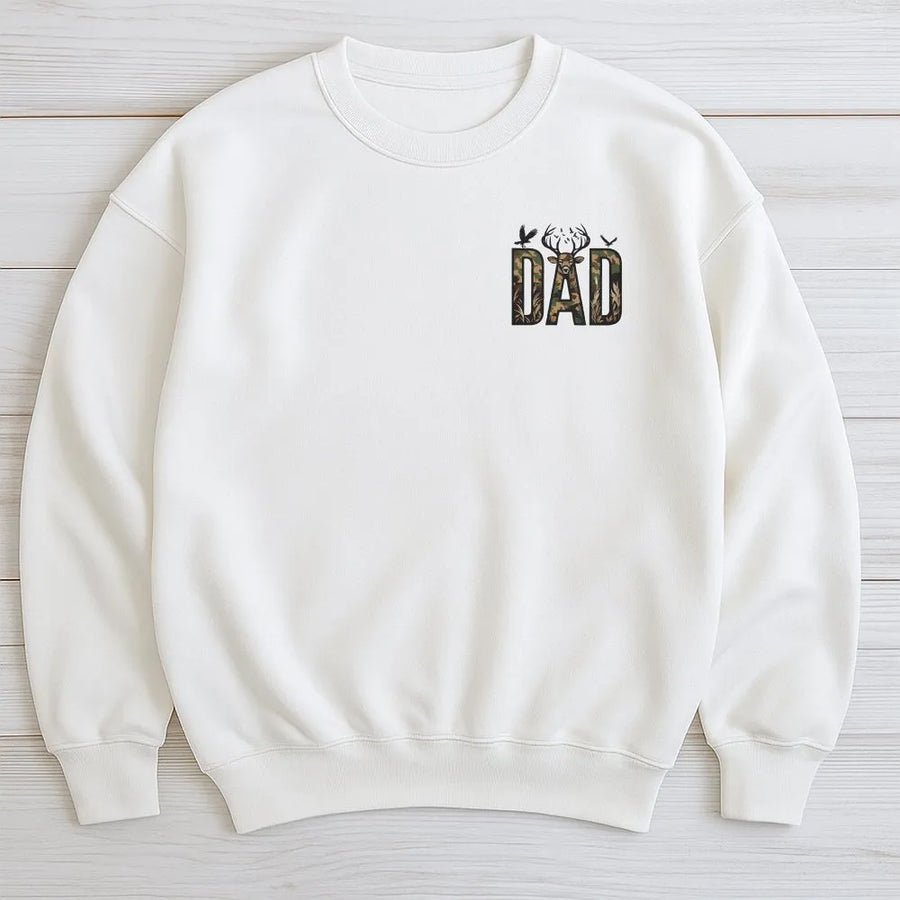 Hunting Dad Sweatshirt | Camo Deer & Duck Graphic Print | Soft Cotton Tee | Father's Day Gift for Hunter Outdoorsman