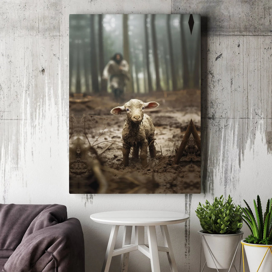 The Good Shepherd Canvas Print | Jesus Finding Lost Lamb Art | Premium Religious Wall Decor | Christian Home Gift For Believers